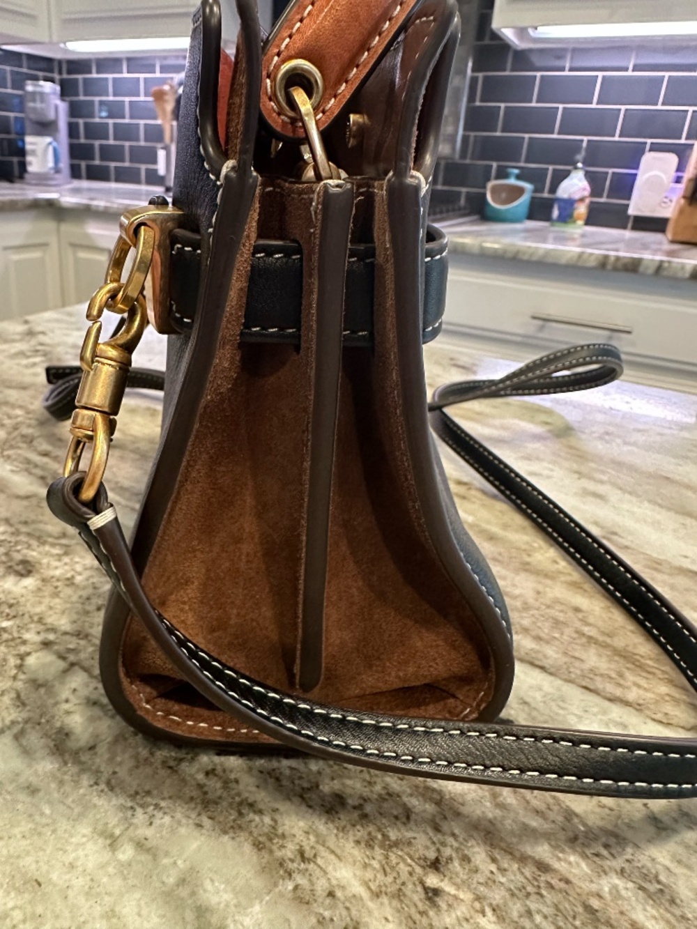 Tory Burch Lee Radziwill Petite Double Bag Black Crossbody + Dust Bag - Picture 11 of 16